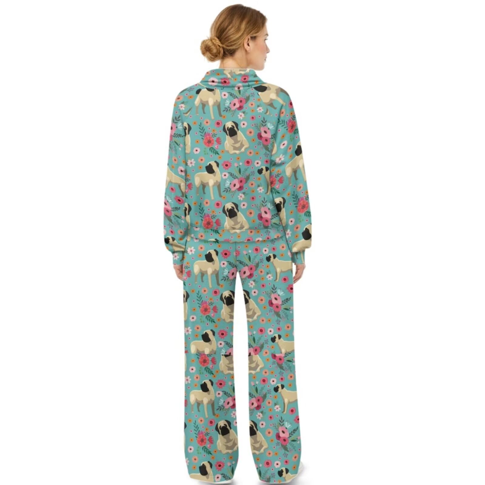 chaqlin Dres damski odzież wypoczynkowa dwuczęściowy zestaw damskich dresów z długim rękawem pulower topy spodnie z szerokimi nogawkami dla XS-XL