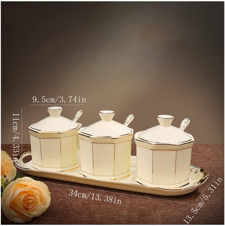 Condiment Can Household Seasoning Jar Set Ceramic Seasoning Box Oil Pot Salt Jar Sugar Jar American Style Condiment Jar