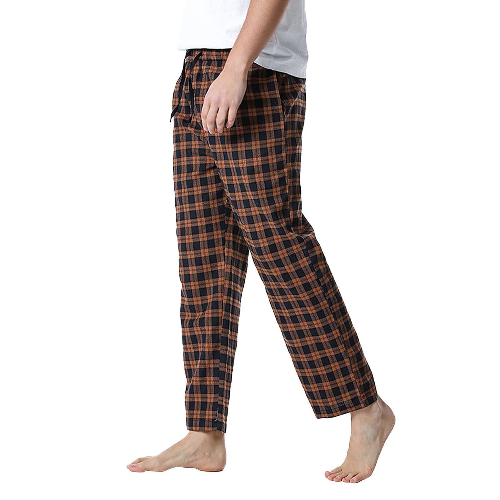 Lightweight Loose Plaid Pajama Pants Elasticated Soft Checked