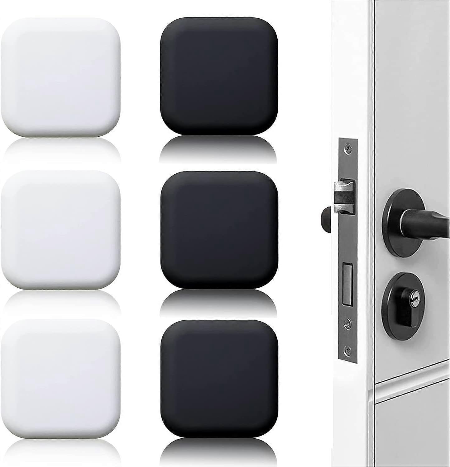 Joyhappst Image Color Dww-6 Pices Bute De Porte Murale Noire/Blanche Adhsive 45Mm*45Mm Bloc Po