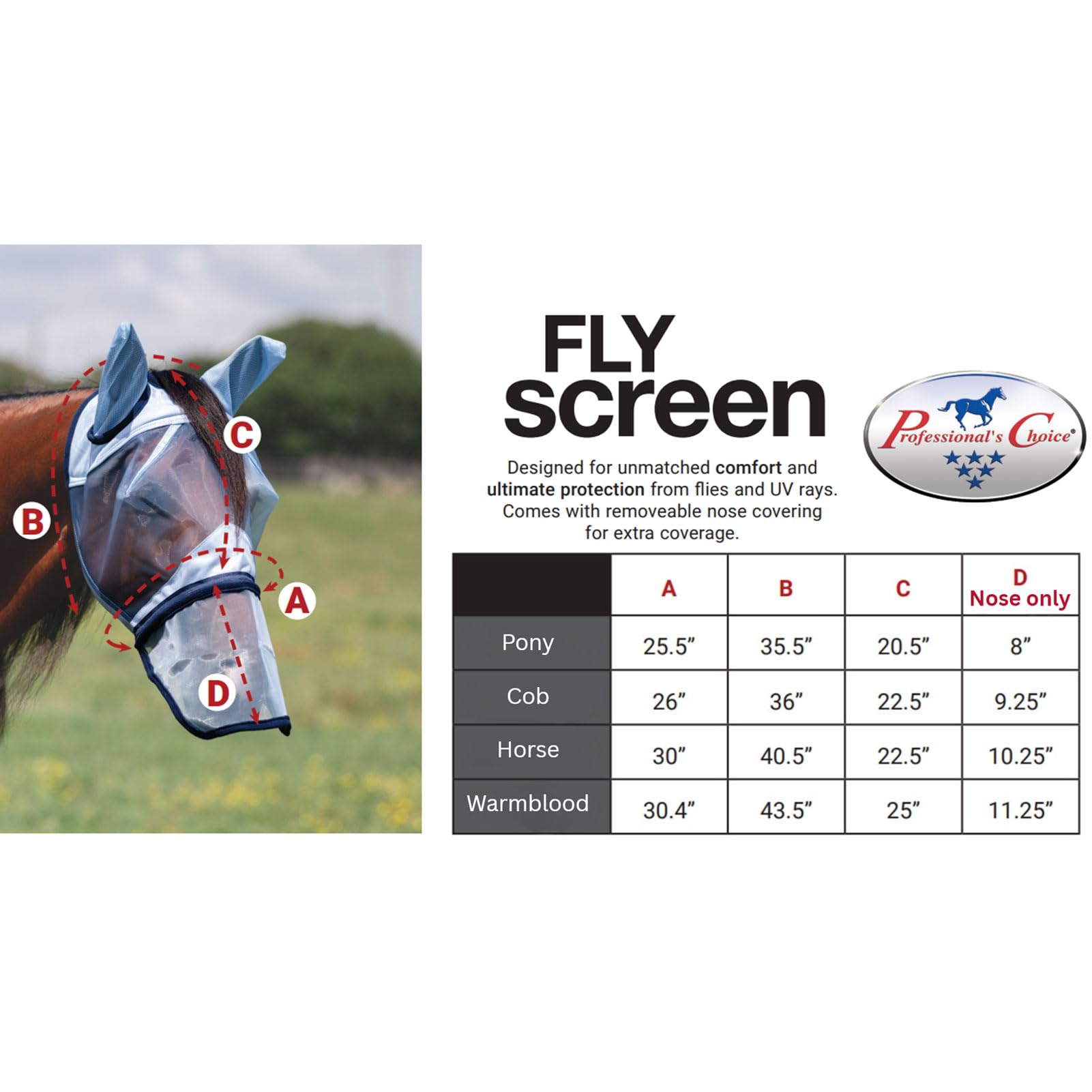 Professional's Choice Máscara mosquitera con cubierta de nariz, malla ligera con protección UV, transpirable, suave y transpirable, agujero para el antebloqueo para mayor seguridad y comodidad, tamaño