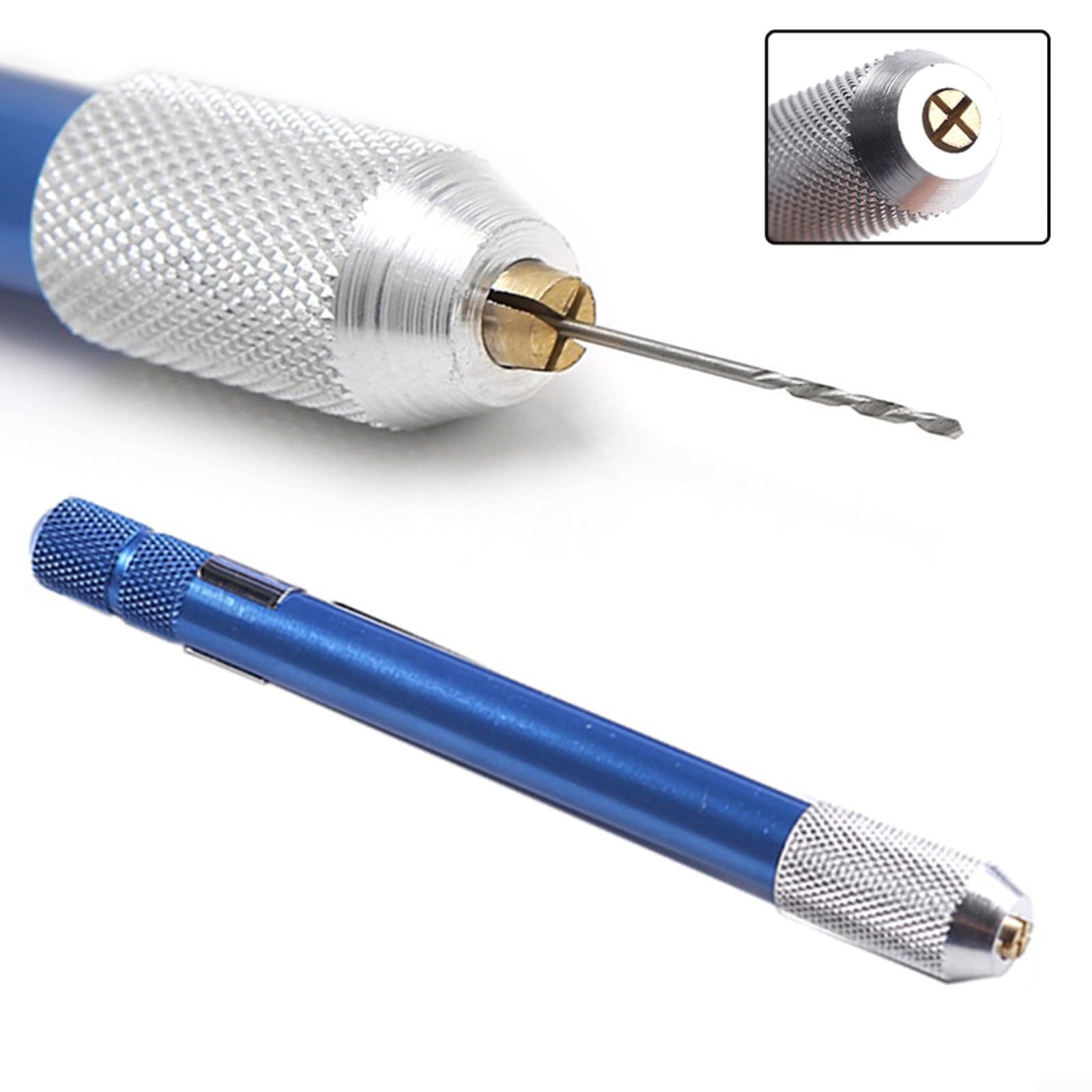 1 pièce pour mini perceuse manuelle 03–10 mm mandrin en alliage d'aluminium pour bois, plastique, caoutchouc, modélisme, bijoux, loisirs créatifs, outil de bricolage, bleu
