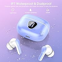 Vista 7 de Auriculares inalámbricos, Bluetooth 5.4, estéreo de alta fidelidad, auriculares Bluetooth con micrófono ENC con cancelación de ruido, IP7 Blanco
