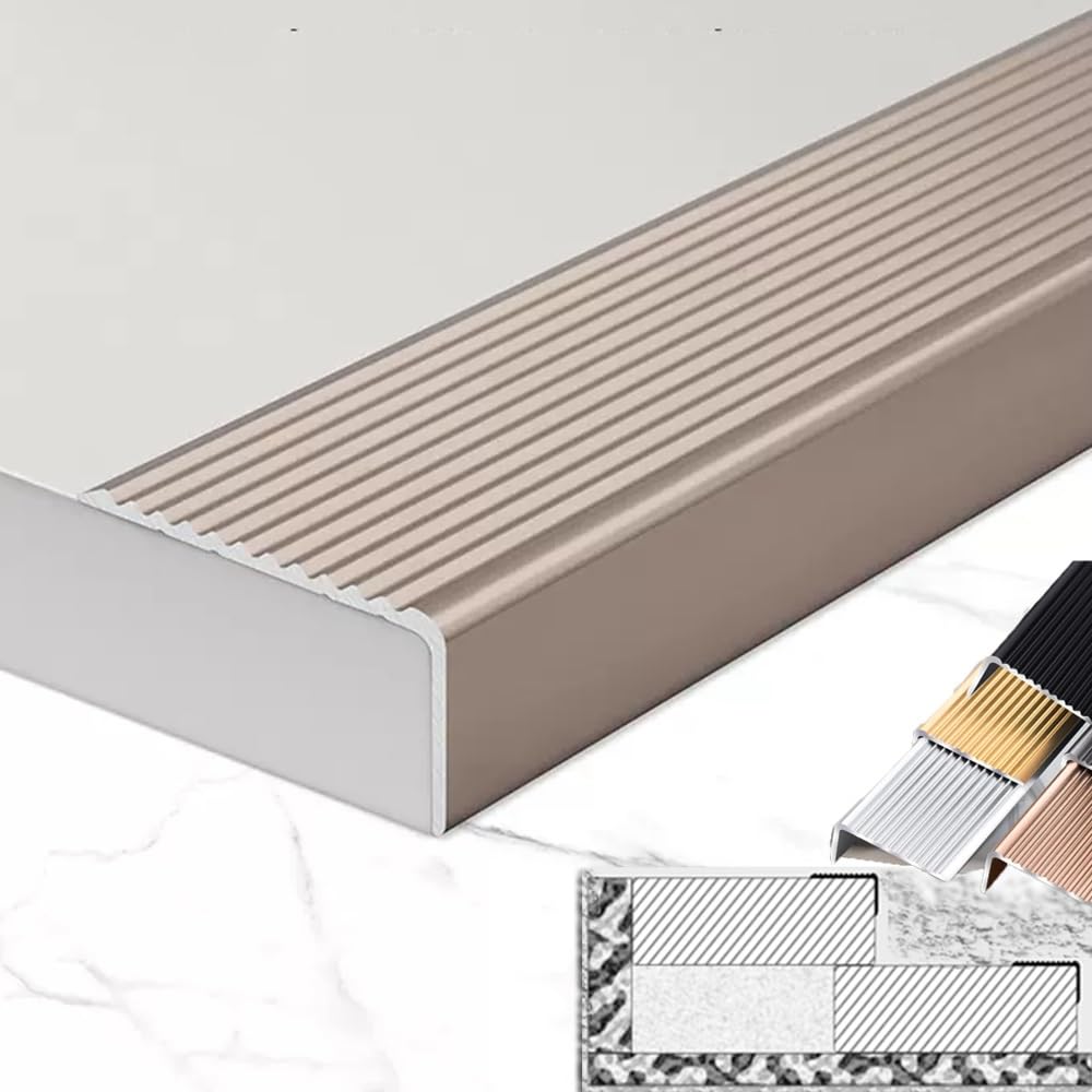 Tiras antideslizantes de aluminio para escalera, tratamiento de suelo y umbral de puerta, protector de borde de escalera, protector de esquina de seguridad para peldaños morados