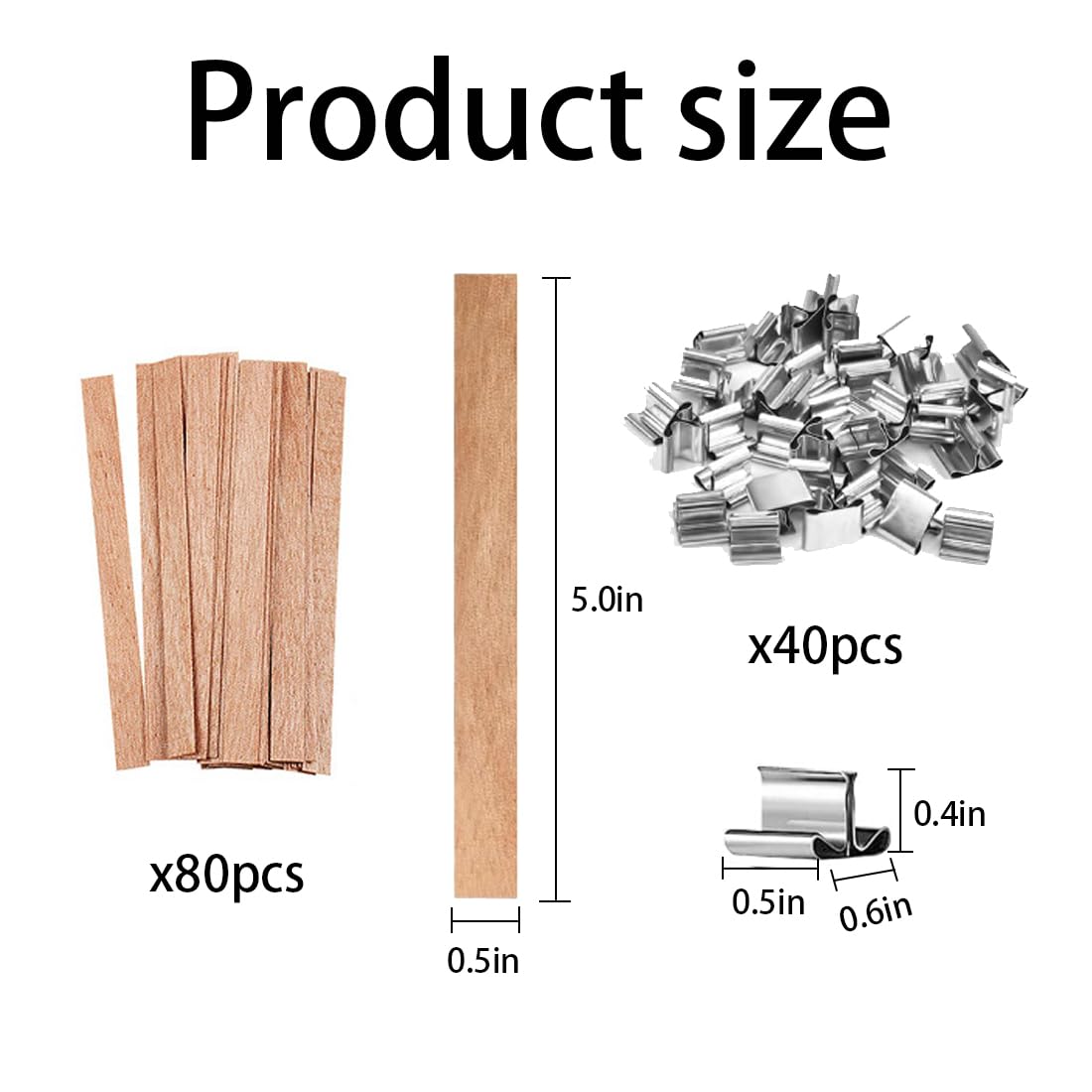 80 Mèches Bougie Bois Avec Bases Métal - 13x130mm Pour Bougies Parfumées DIY