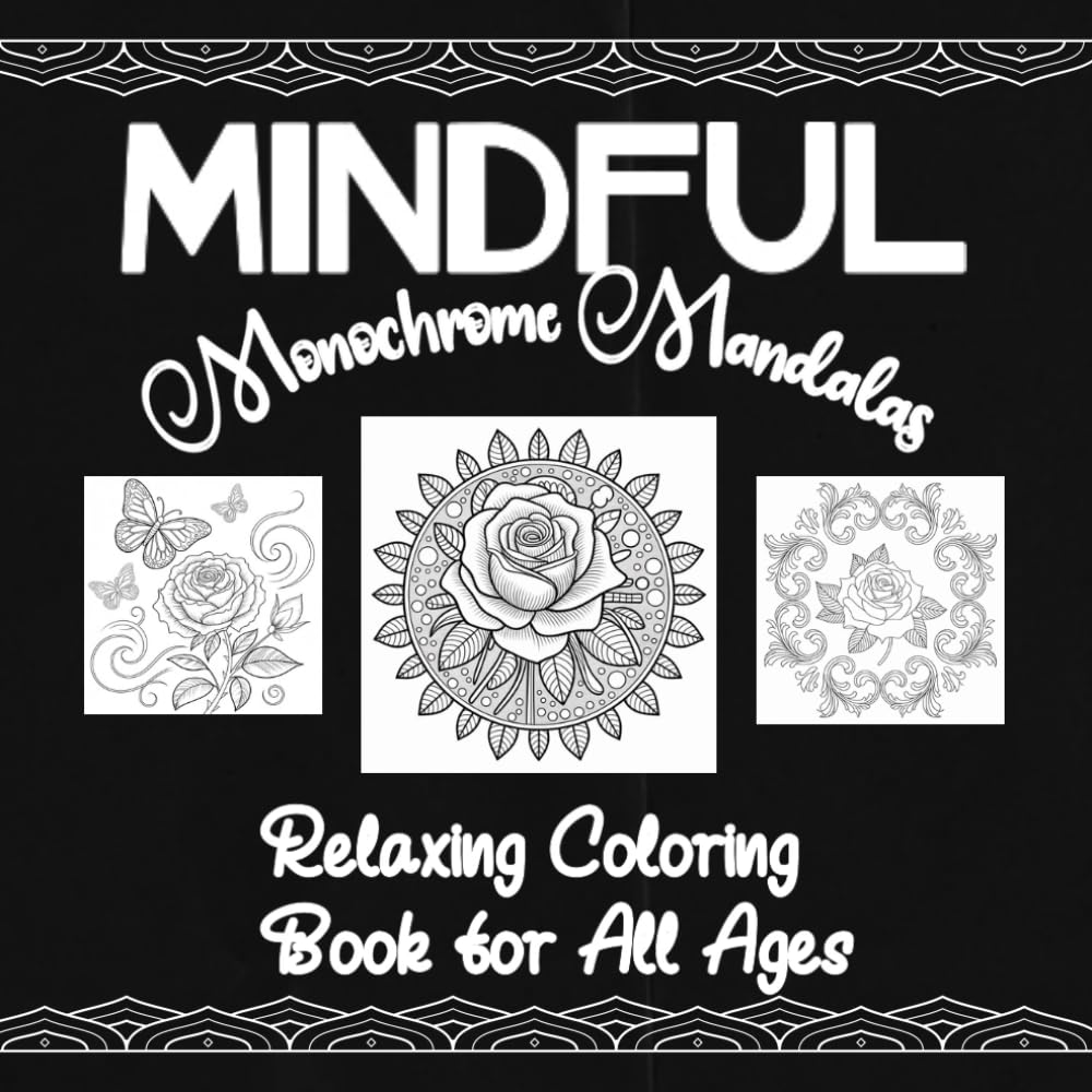 Mindful Monochrome Mandalas: Relaxing Coloring Book for All Ages