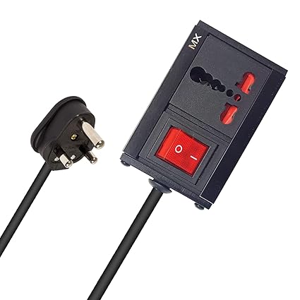 MX Extension Board Single Outlet 1800W 6/16 AMP Socket with 16 AMP Switch to 6 AMP Plug with Heavy Duty (0.75 Sq.mm ISI Marked) Power Cord 1.5 m with Child Safety Shutter & Flame Retardent Body- MX4220