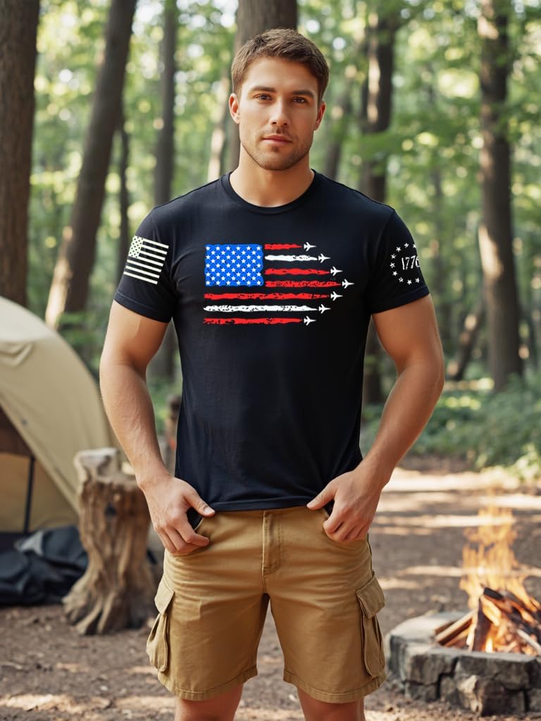American Flag T-Shirt Memorial Day Red Blue White Star Stripes 1776 Independence Day T-Shirt Size M L XL XXL 3XL - Image 2