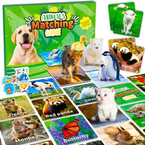 Animal Matching Game for Kids 100PCS Memory Card Game for Toddler...