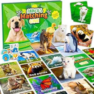 Animal Matching Game for Kids 100PCS Memory Card Game for Toddlers Preschool Learning Activities Memory Matching Cards Boys Girls Family Board Game