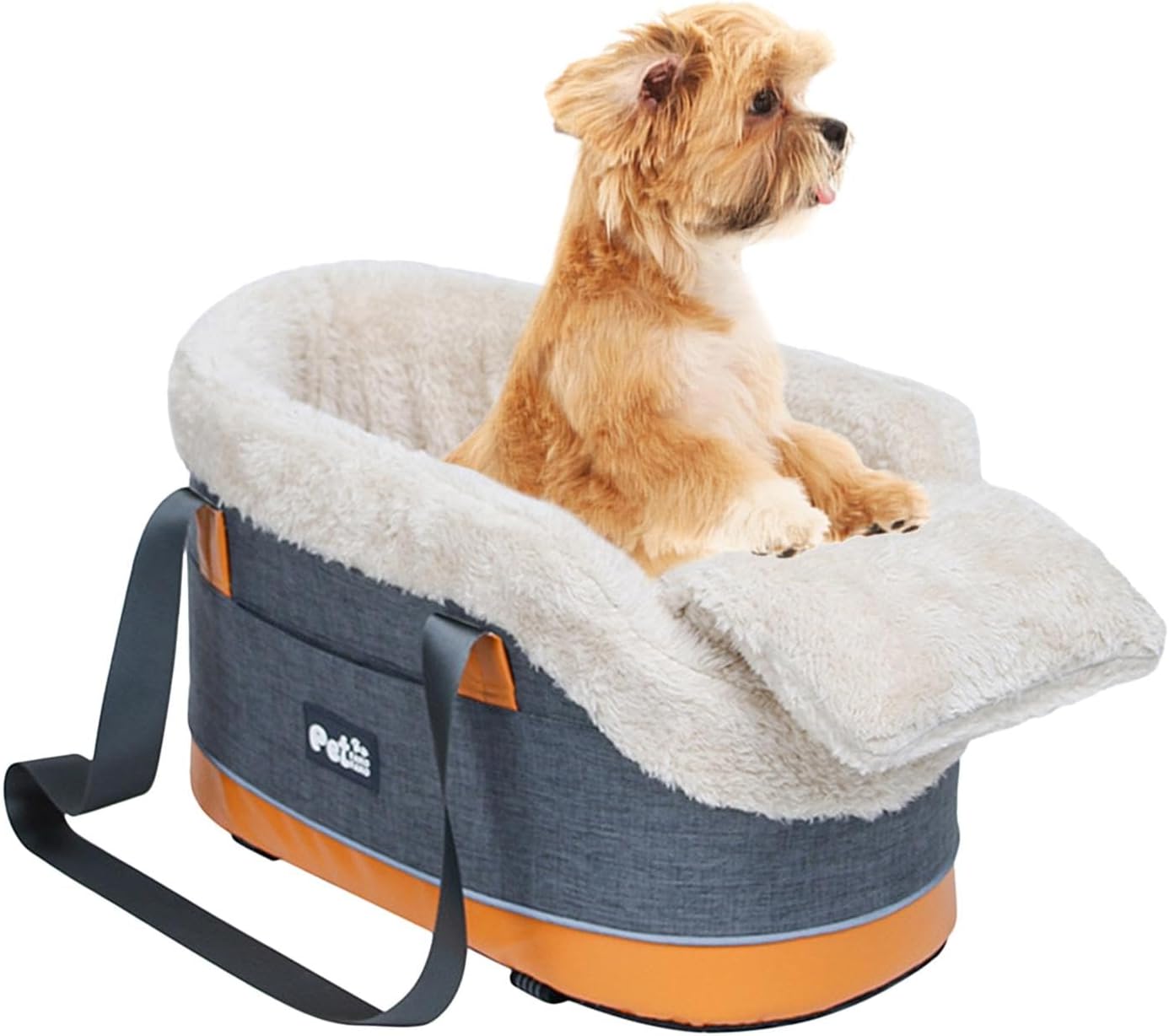 Console Dog Car Seat - Soft Portable Middle Console Dog Booster, Dog Cat Travel Bags with Straps | Storage Pocket, Pet Safety Carrier for Small Puppies Dogs and Cats