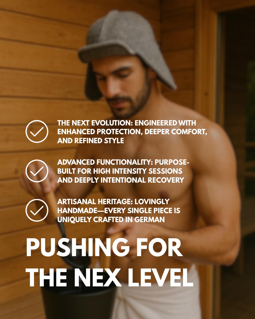 frihed.® Saunahut Pro Steingrau aus doppeltem Wollwalk - 100% Schafschurwolle - High End Sauna Accessoire für Männer und Frauen - besonders robust - Made in Lüneburg