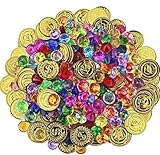 piraten schatzsuche Rohmaterialien: Die Edelsteine bestehen aus hochwertigem Acrylglas mit leuchtenden Farben. Die Goldmünzen verwenden umweltfreundlichen Kunststoff mit Hochglanz.