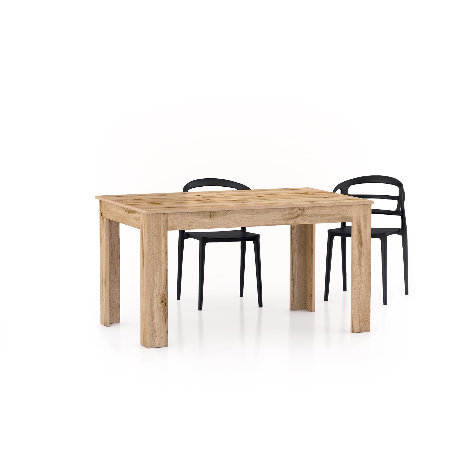 MOBILI FIVER, Mesa de Cocina Extensible Easy, 140(220) x90 cm, Color Madera Rustica, para 6-8 Personas, Mesa Extensible de Comedor, Mesa Cocina, Made In Italy