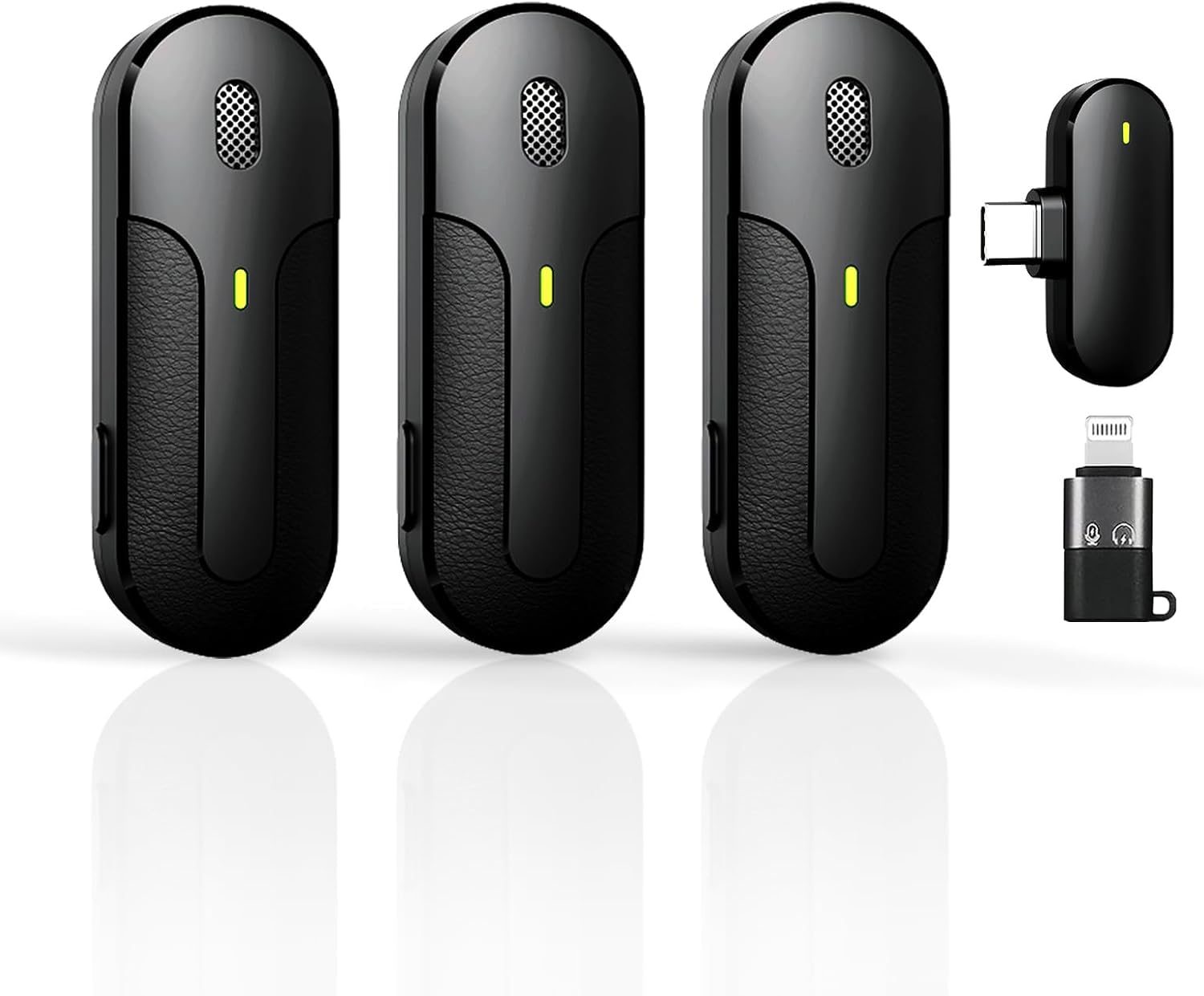 GLONHI Wireless Lavalier Microphone for iPhone, Android, Camera - Mini Noise Canceling Lapel Mic for Vlog/TikTok/YouTube Live Stream (3 Mic)