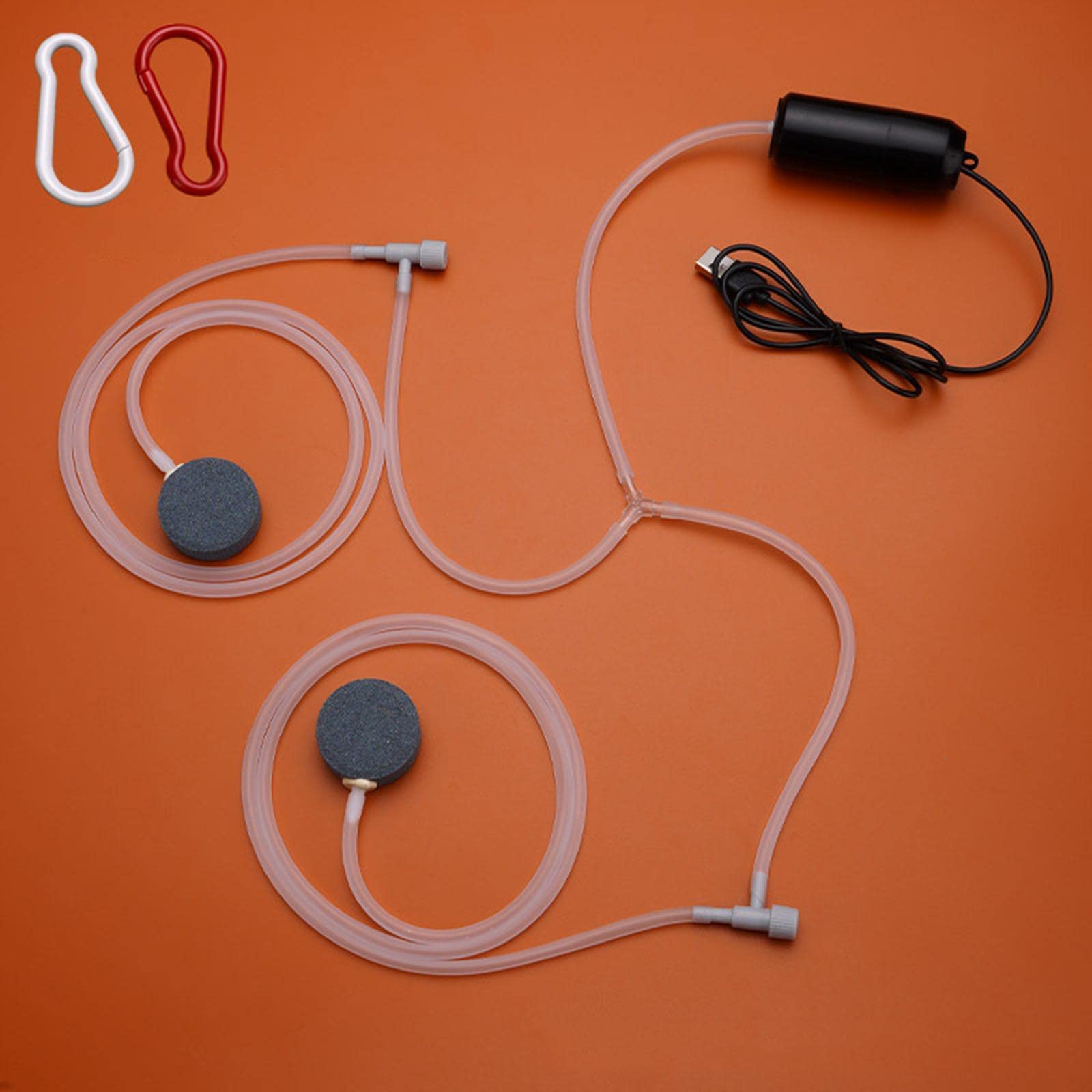 5 Piezas Bomba de Aire para Acuario Silencioso Compresor de Aire Aireador Portátil USB con Piedra de Aire Y Válvula Material Cobre Y Plásti