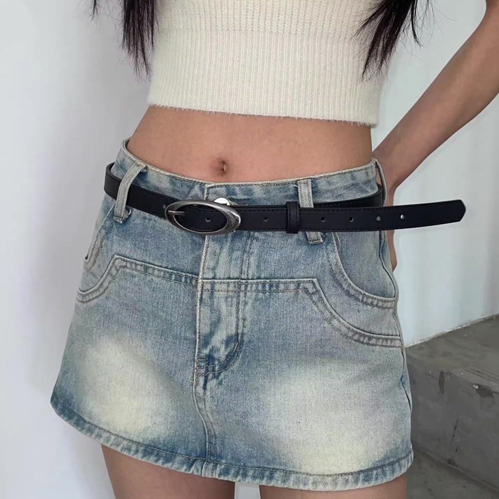 para cinturón Unisex PU Hebilla Aleación Fino Negro para cinturón
