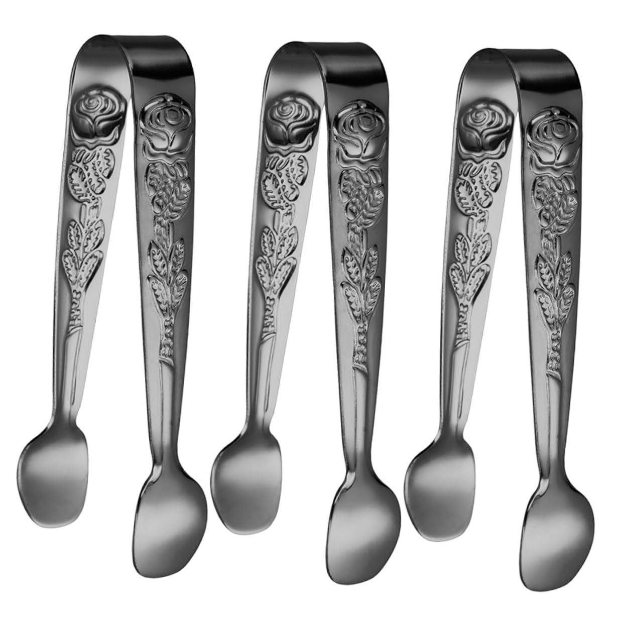 CONGARTENO 3Pcs Stainless Steel Sugar Cube Serving Tongs Portable Ice Tongs for Ice Cubes Snacks and Comfortable Grips for Home and Parties
