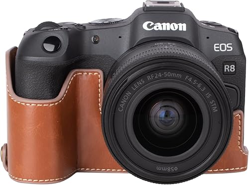 MUZIRI KINOKOO Funda para cámara réflex digital Canon EOS R8EOSR8, estilo retro de piel sintética Canon EOS R8 Funda protectora con agarre de mano y