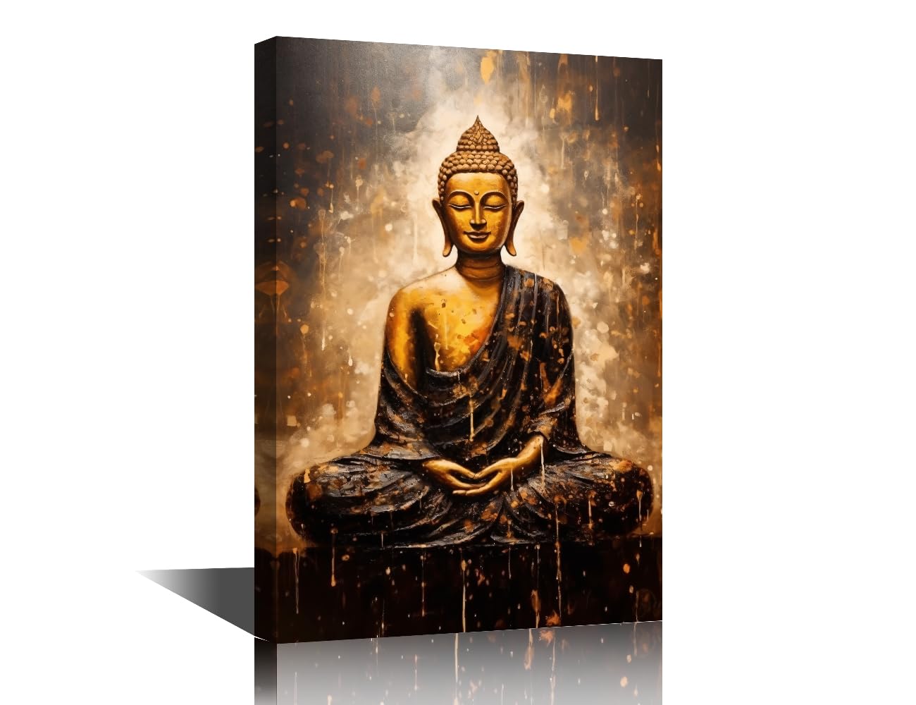 TISHIRON Buddha Meditate Statue Wall Decor for Living Room Buddhist Canvas Printing Wall Art Zen Pictures for House Wall Decorations for Bedroom Vintage Print 16" Wx24 Hx1 Panel