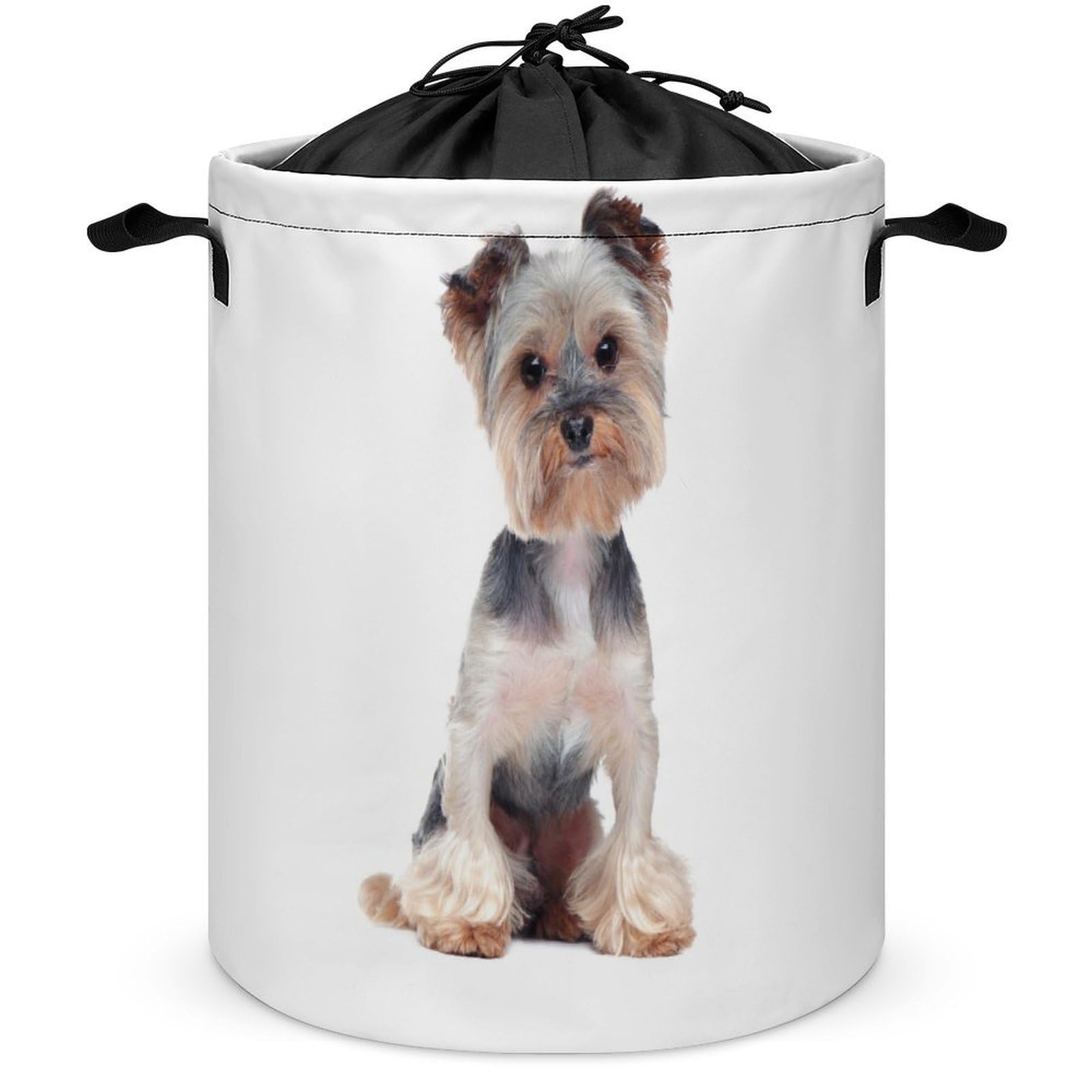 Qjjinxior Drawstring Laundry Hamper, Yorkshire Terrier Laundry Basket, Washing Basket with Handle