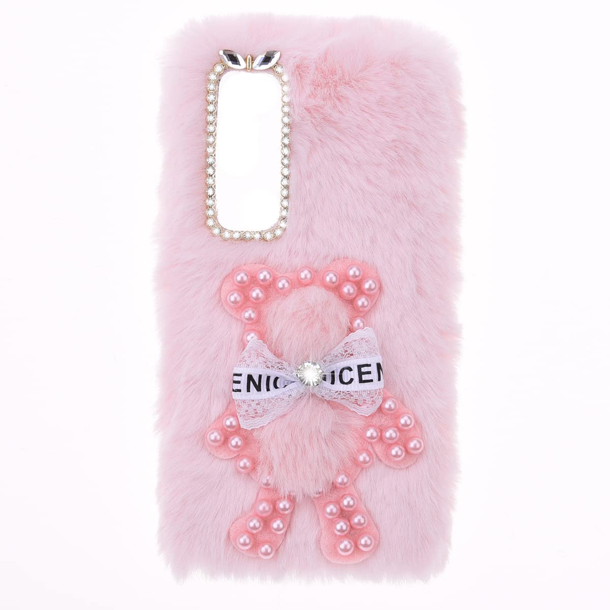 SNCLET Fluffy Plush Custodia per TCL 40 XE Case Silicone Case Shockproof Anti Scratch Custodia in Peluche Cute Coniglio Bunny Bling Diamond Fluffy Phone Case per TCL 40 XE,Coniglio Grigio
