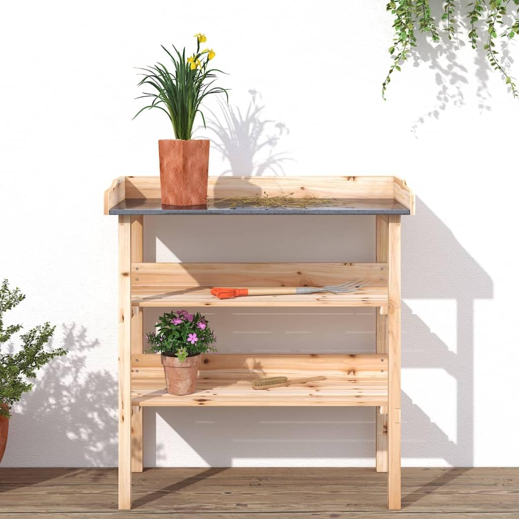 ShGaxin Mesa para Plantas con estantes Madera Maciza Abeto 78x38x82,5cm, Invernaderos Huerto, Banco De Trabajo De Jardinería, Banco De Trabajo para Macetas, Mesa De Jardinería - 156352