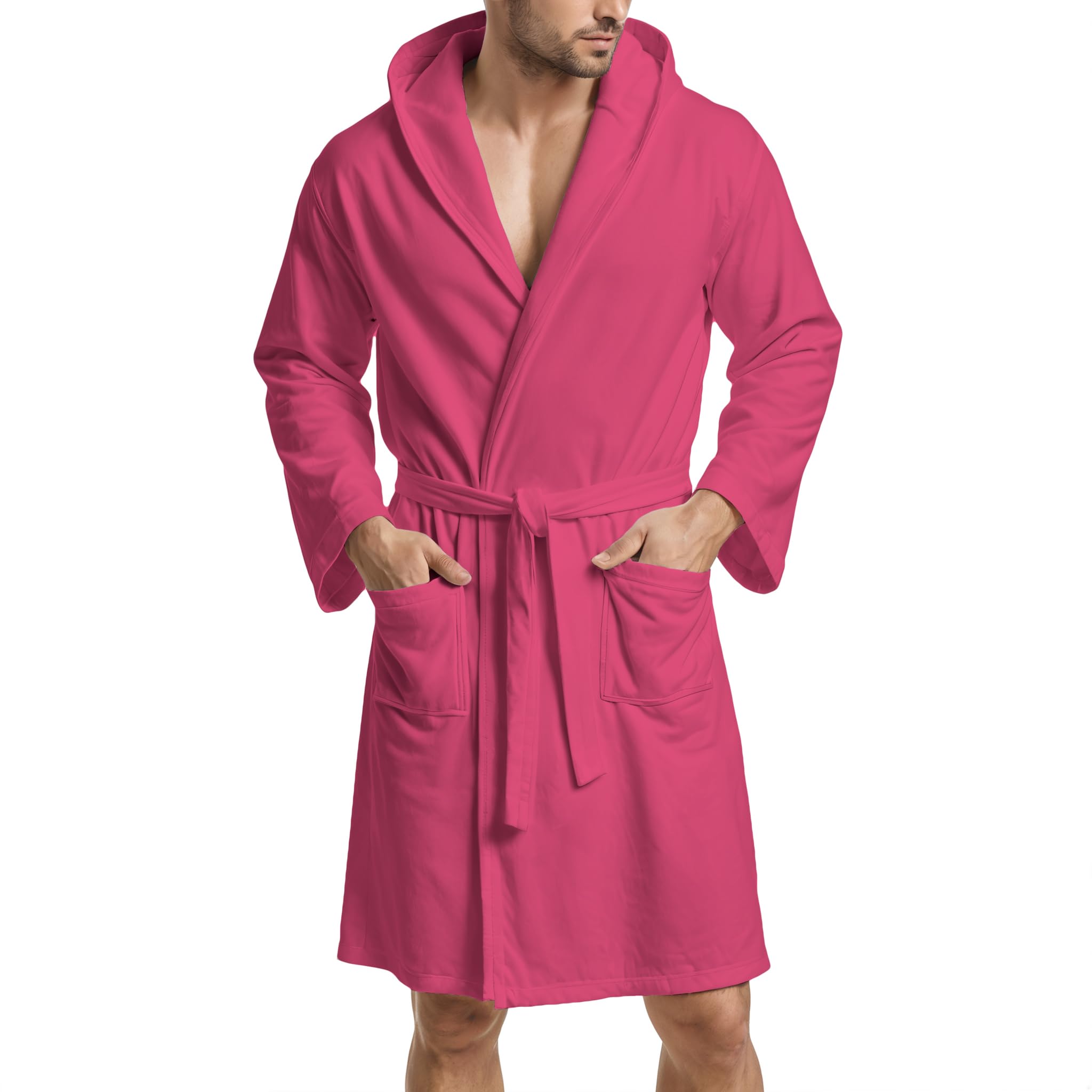 PETTI Artigiani Italiani Szlafrok z Mikrofibry Męski Damski z Kapturem, Kieszeniami, Paskiem, Unisex Szybkoschnący na Siłownię, Basen, Plażę, Spa, Fuksja, XL