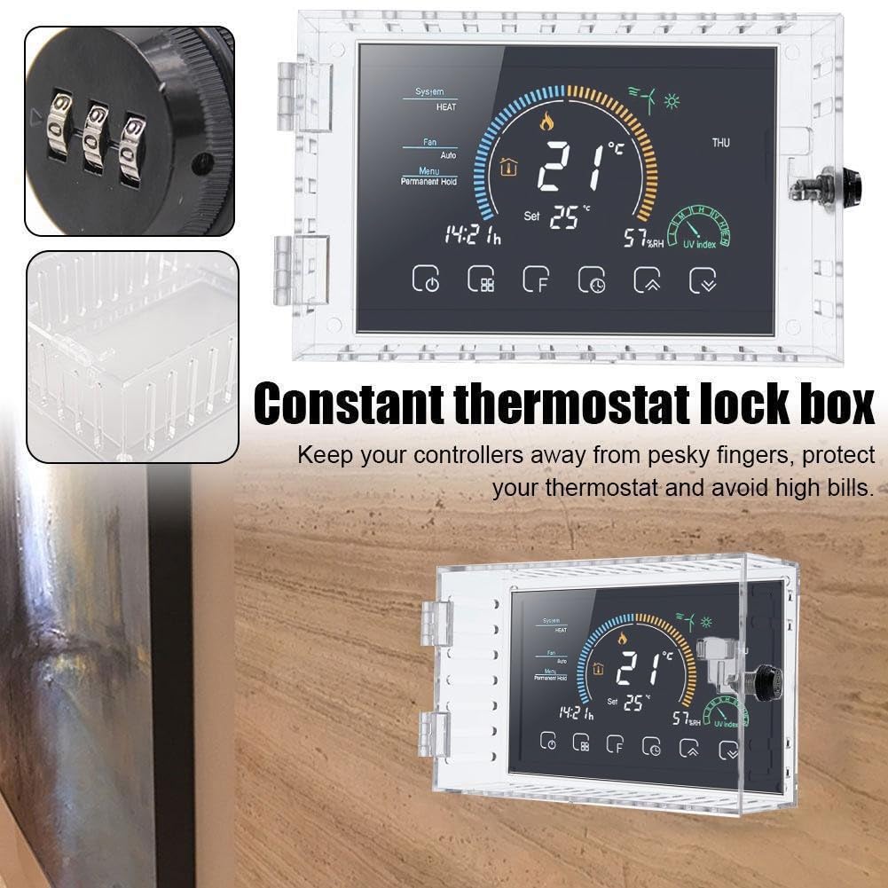 Boîtier de verrouillage pour thermostat - 20 x 14 x 5 cm - Couvercle de thermostat avec serrure - Contrôle de la climatisation - Couvercle mural pour thermostat pour restaurants