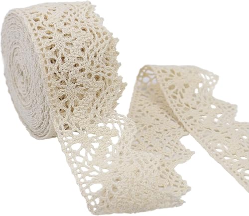 Ribete de encaje de algodón beige  10 yardas, encaje de ganchillo para manualidades, envoltura de regalos, decoración de bodas, álbumes de recortes