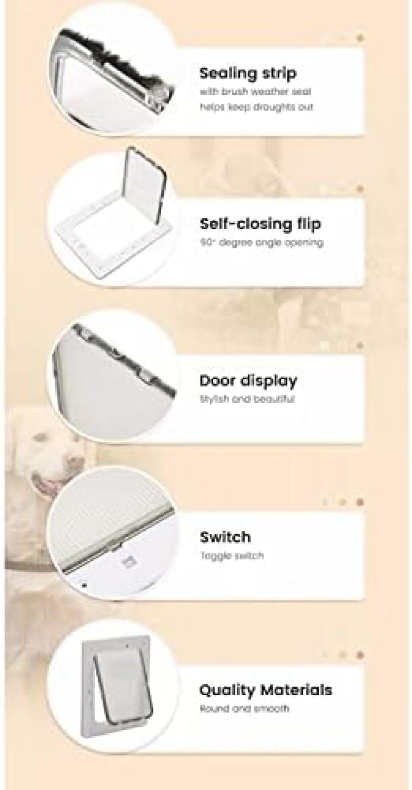Puerta para Mascotas para Perros Y Gatos con Cerradura De 4 Vías Puerta para Gatos Extra Grande para Puertas Interiores Y Exteriores, Puerta con Solapa para Gatos Resistente A La Intemperie,