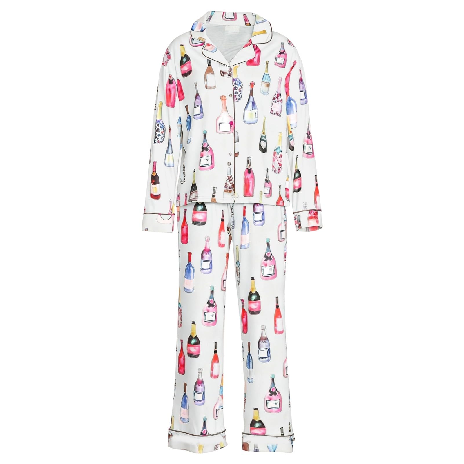 Generisch Conjunto de pijama de manga larga con estampado moderno y pantalón suave para una comodidad versátil en cualquier época del año