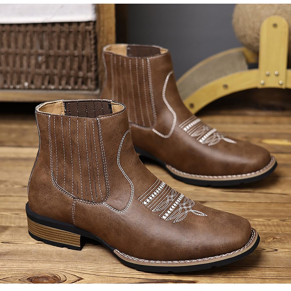 Botas Chelsea de Tobillo para Hombre Estilo Retro Vaquero Western