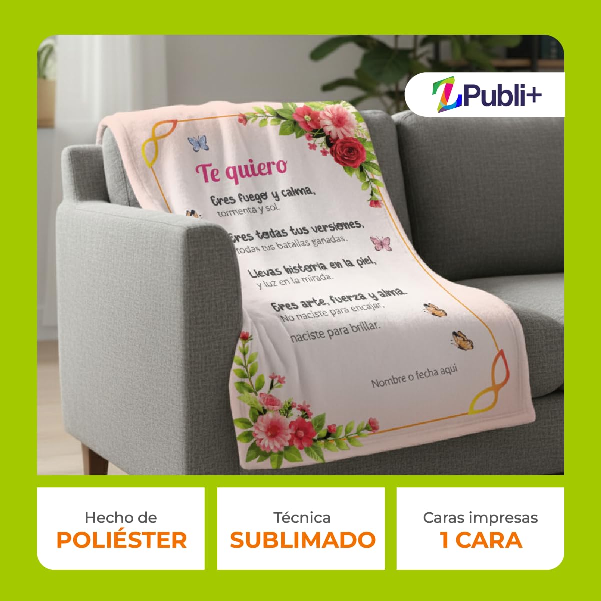Manta Personalizada con Frases y Nombre (Modelo 2, 150X230)