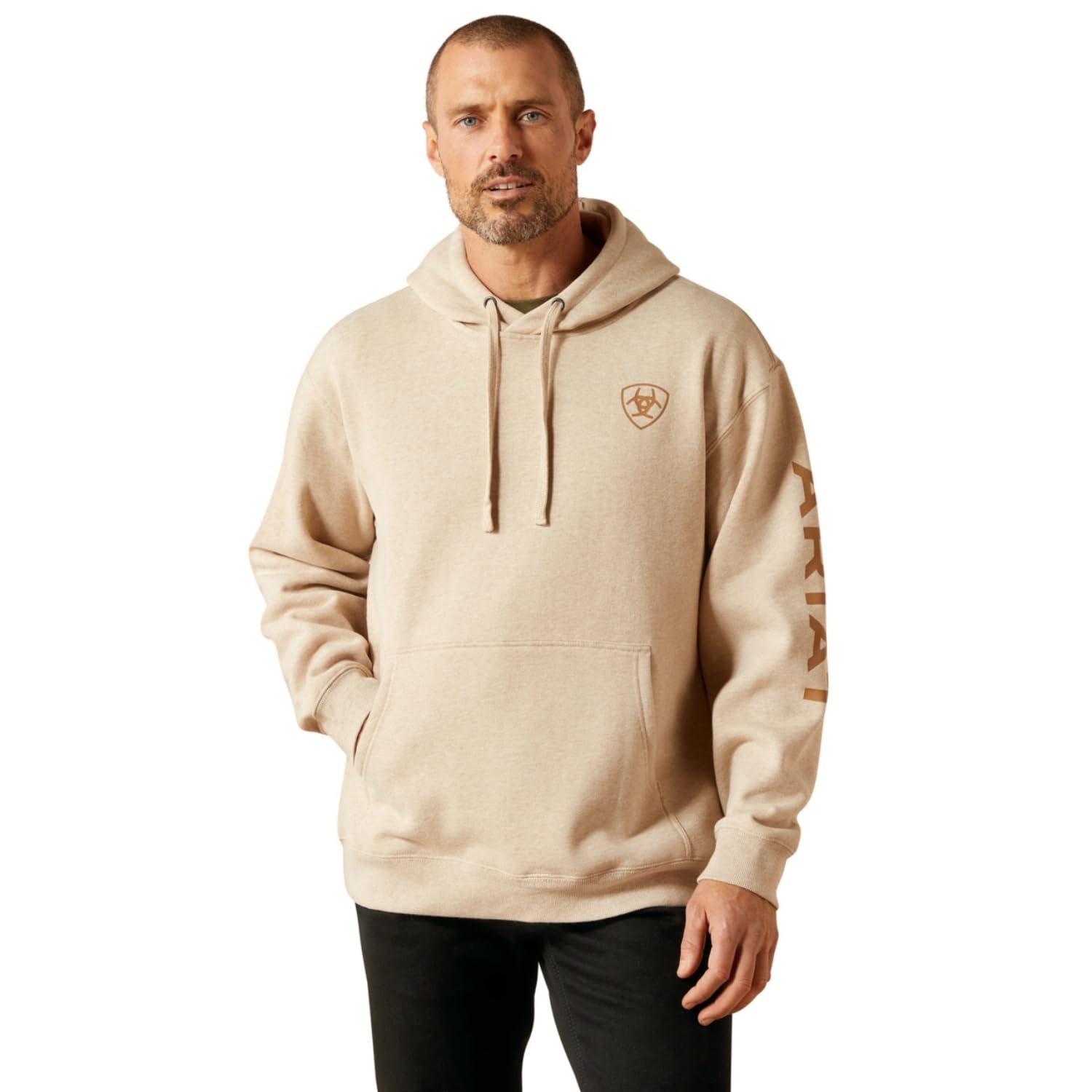 ARIAT Logo Hoodie, Oatmeal Heather, XX-Large Tall