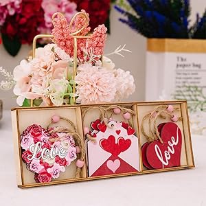 3 grids box set valentines day hanging decorations 2025valentines decor pink wooden pendant home atmosphere decoration heartvalentines day decorations for the home wall door  urban country home decor