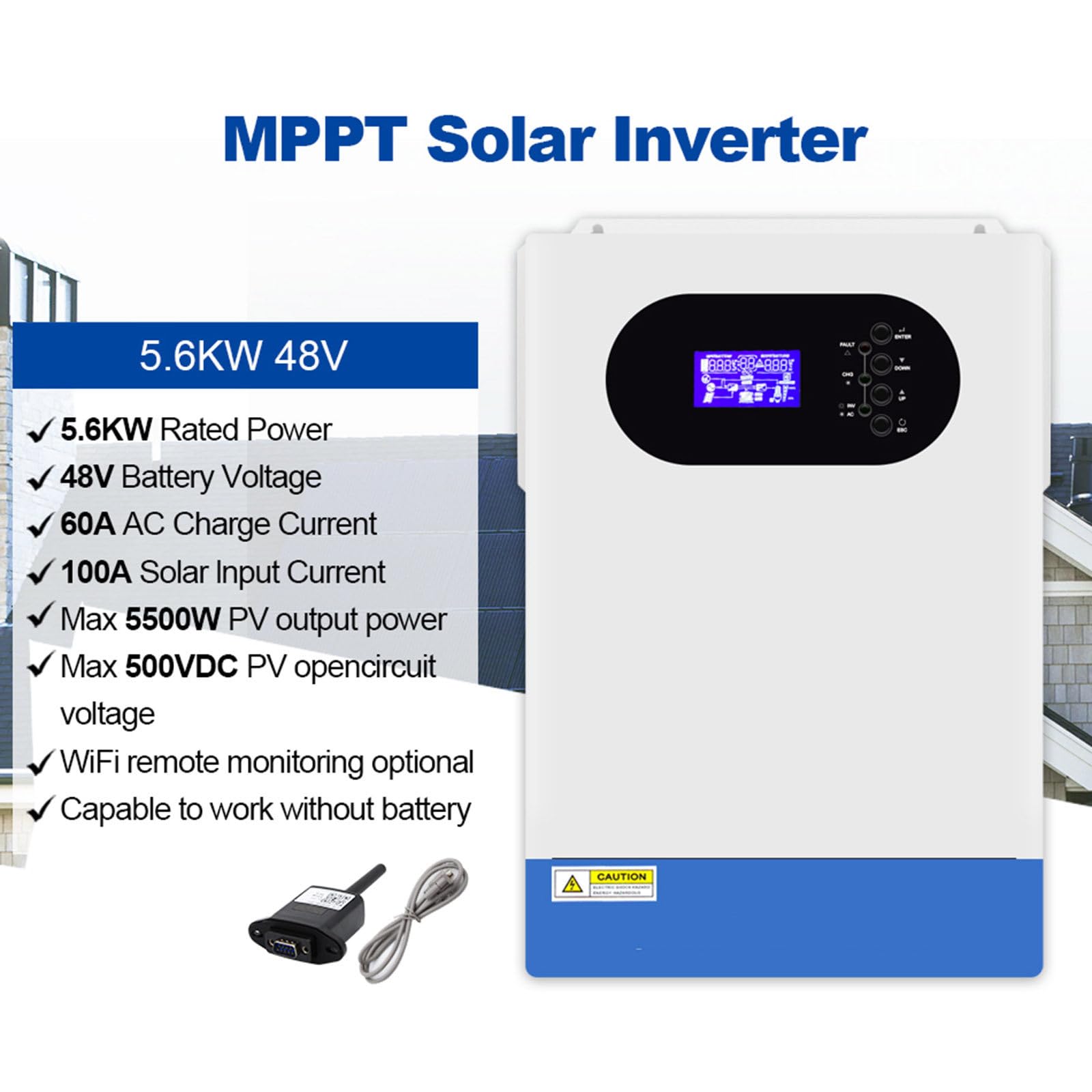 Inversor Solar MPPT de Onda sinusoidal Pura de 5,6 kW y 48 V para Uso Fuera de la Red, Ideal para Casas rodantes.