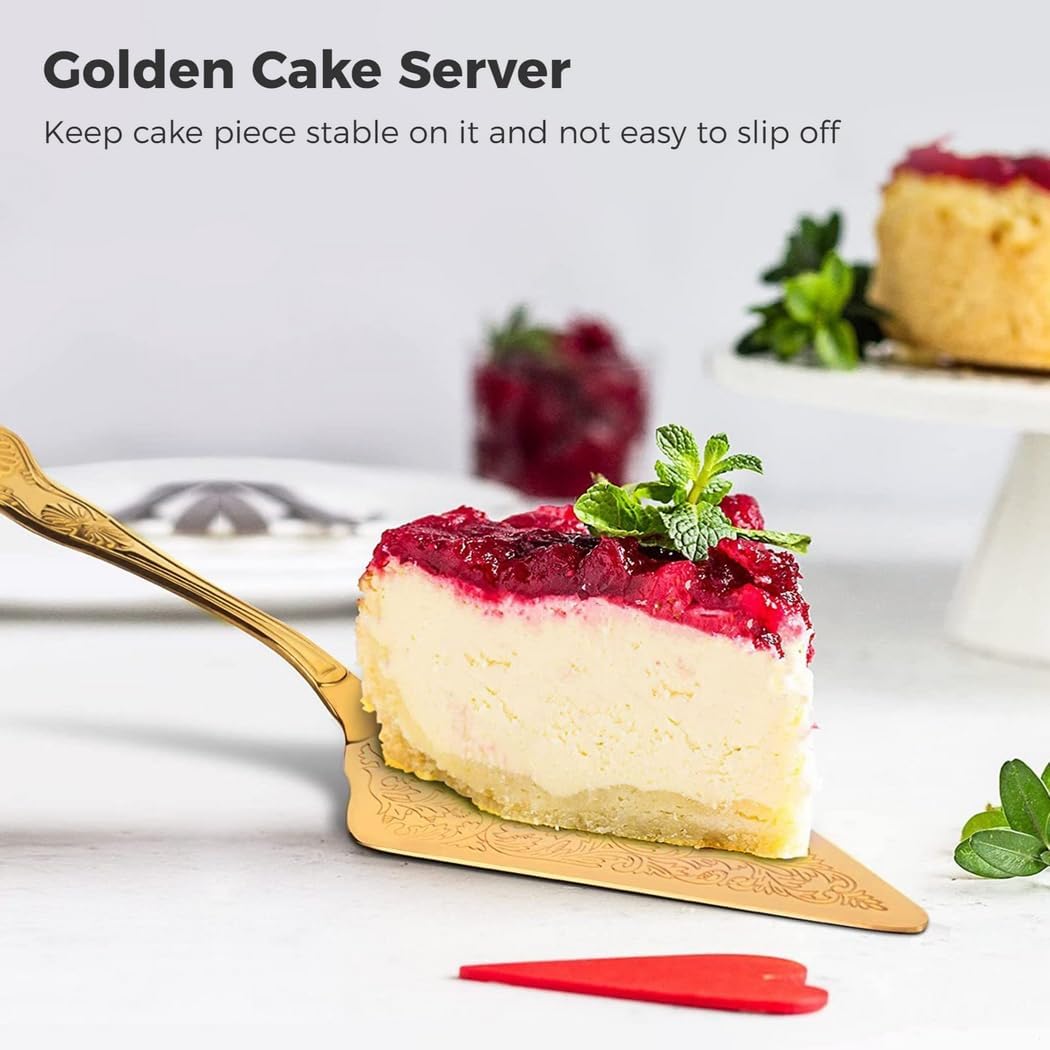 Stainless Steel Cake Cutter and Server Set, Ergonomic Handle Pie Lifter for Events, Weddings, Parties, Pastry Serving Tool