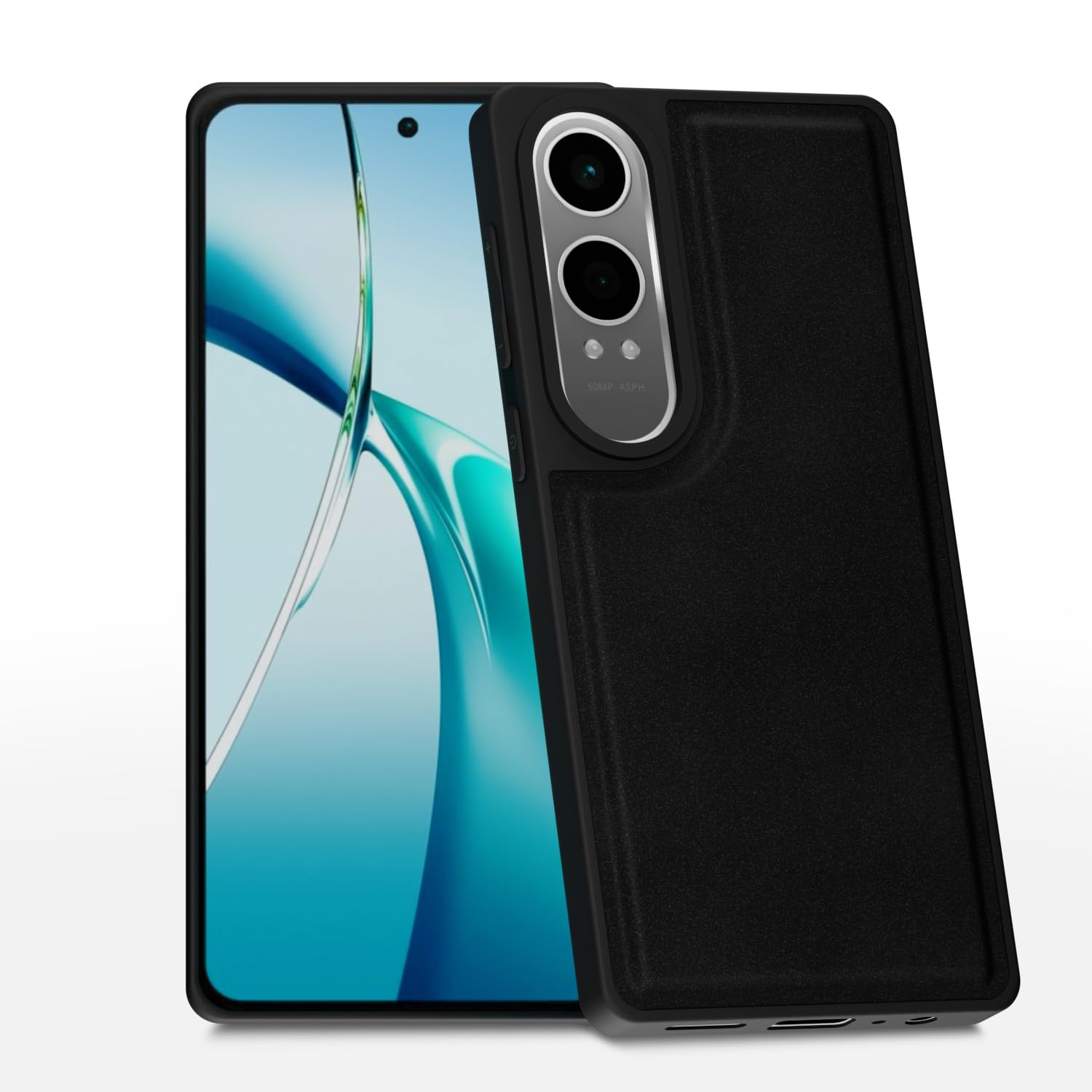 Amazon basics Back Cover for OnePlus Nord CE 4 Lite 5G | Premium PU Leather | Soft Touch Finish | Full Camera Protection | Raised Edge Bumper Case (Black)