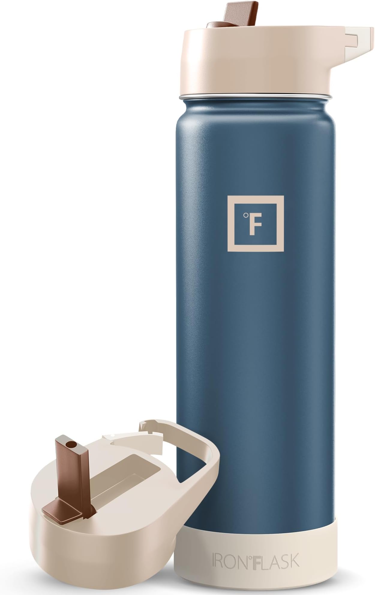 Camping & Hiking Hydration Flask with Straw, Wide Mouth Insulated Stainless Steel Sports Water Bottle - 22 oz Desert Oasis