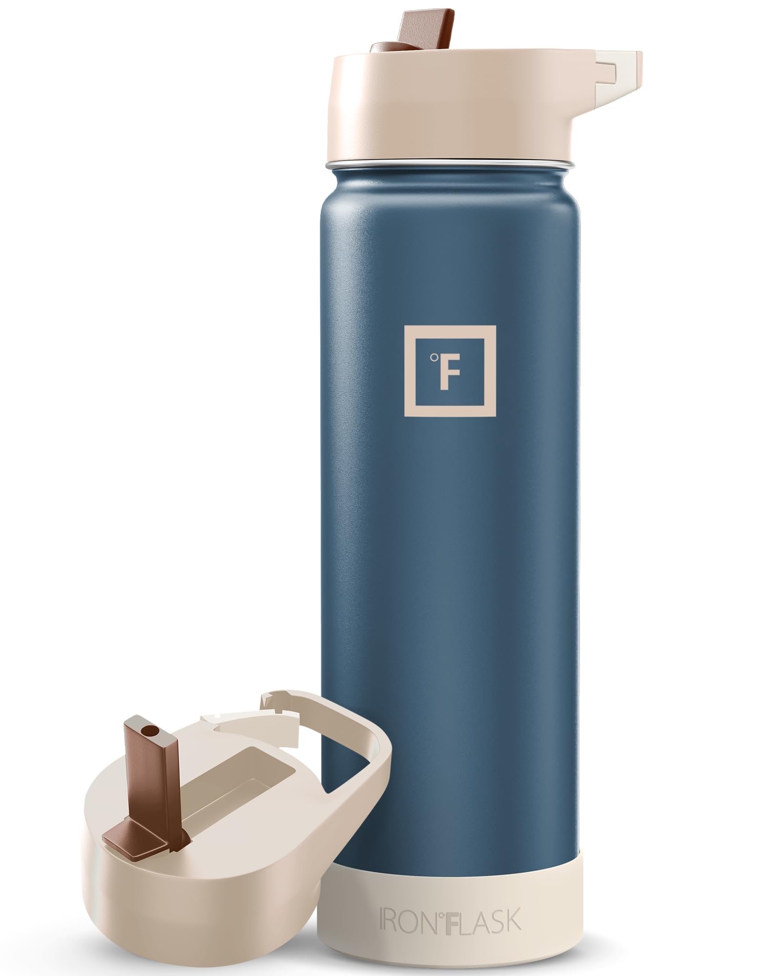 IRON °FLASK Camping & Hiking Hydration Flask with Straw, Wide Mouth Insulated Stainless Steel Sports Water Bottle - 22 oz Desert Oasis