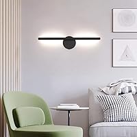 Vista 5 de Aipsun Aplique de pared negro giratorio 360° LED negro lámpara de pared para dormitorio, sala de estar, hotel, pasillo, pasillo, blanco cálido, 3000