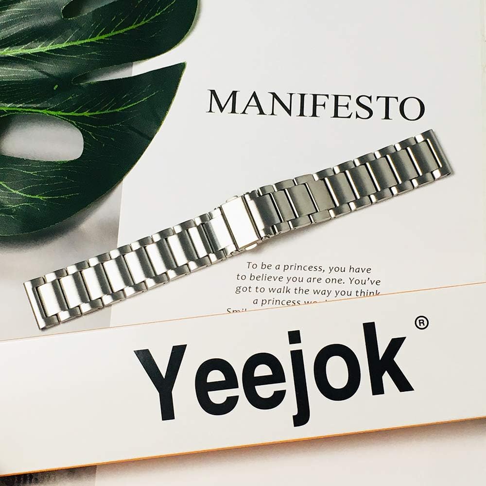 22mm Metal Watch Band Compatible for Fossil Gen 6/5E 44mm Men's Carly/Julianna, Galaxy Watch3 45mm, Vivoactive 4 45mm/Venu2, Stainless Steel Watch Strap Replacement for Men, Silver image 4