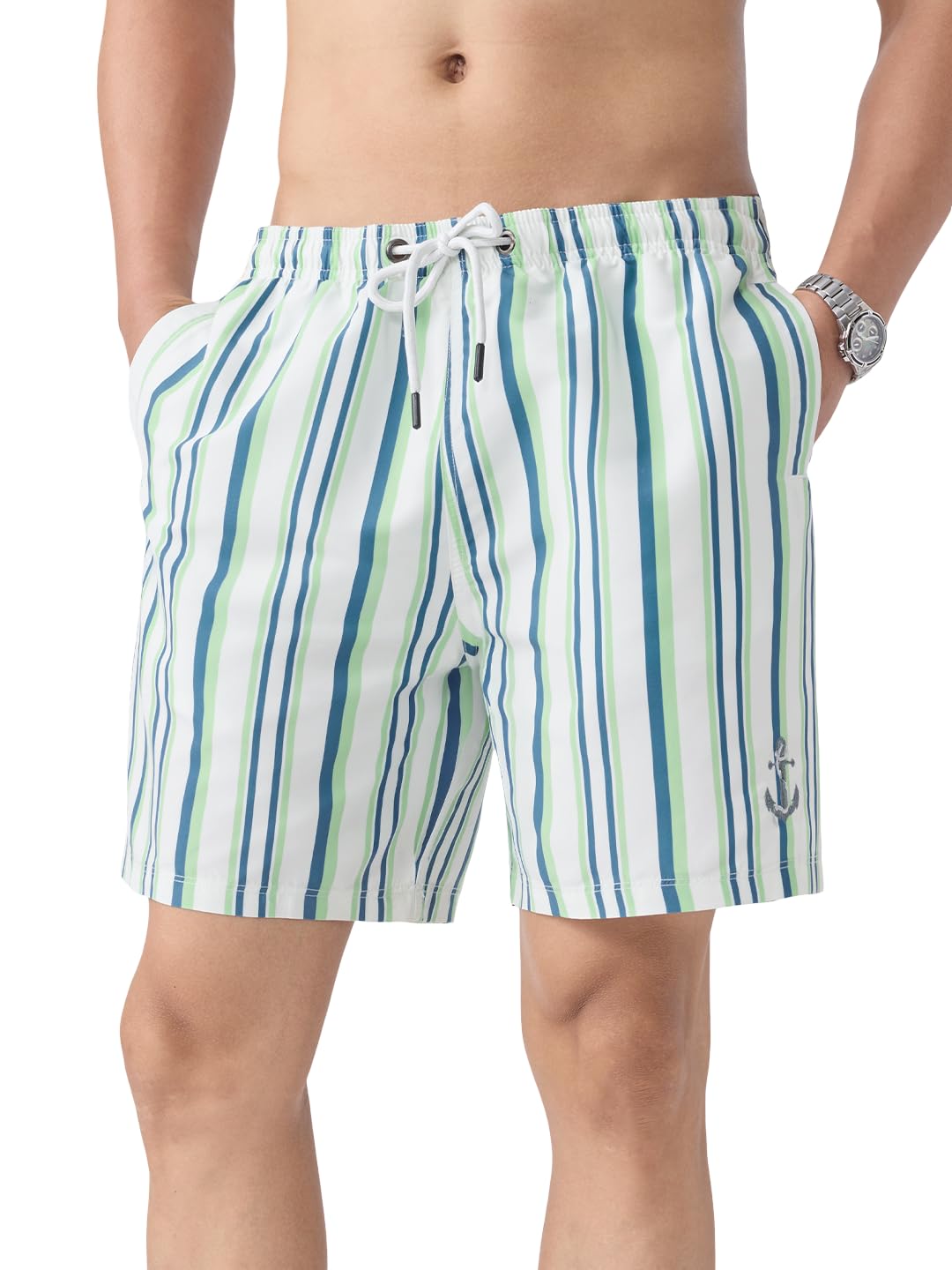 Swin Shorts: Men and Boys Drawstring Waist Polyester Regular Fit Quick-Dry Lightweight Swim Shorts