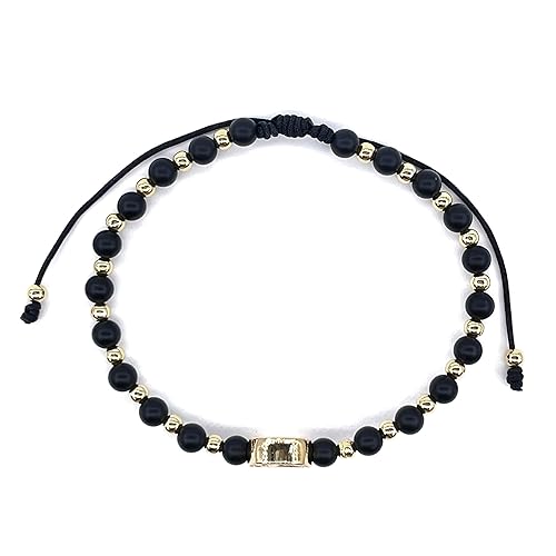 Miniatura 5 de St Benedict Coin and Natural Round Black Onix Beads Adjustable Bracelet for Women (Black Onix)