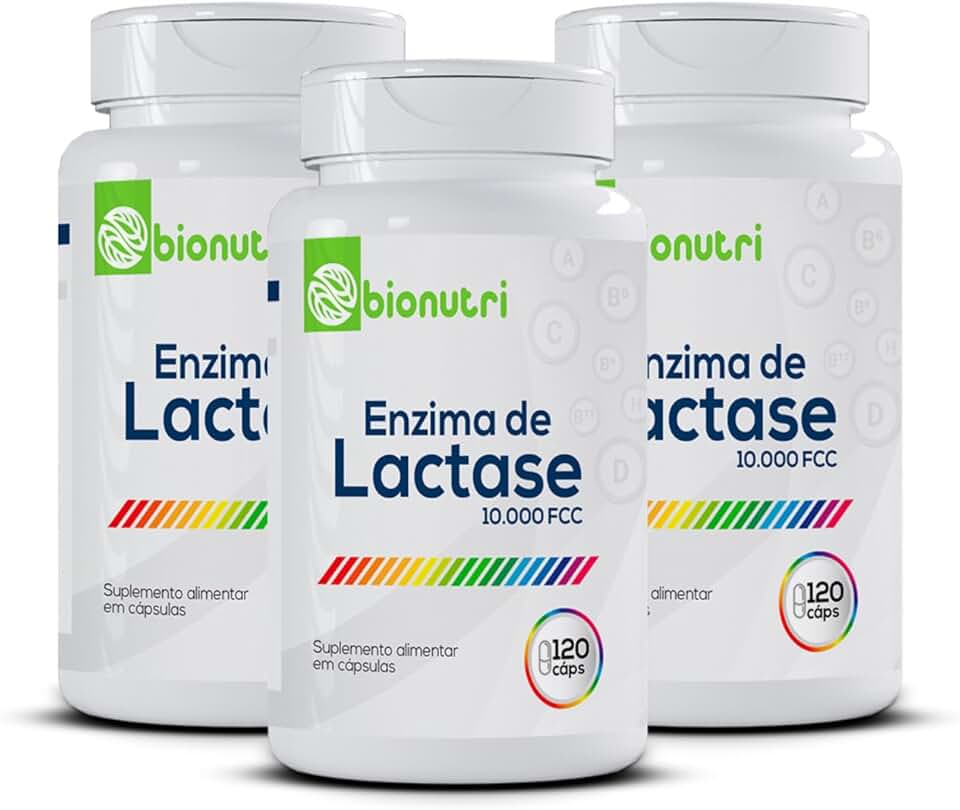 Kit 3x Enzima Lactase Premium 10.000 Fcc 120 Cápsulas Intolerância a Lactose Bionutri