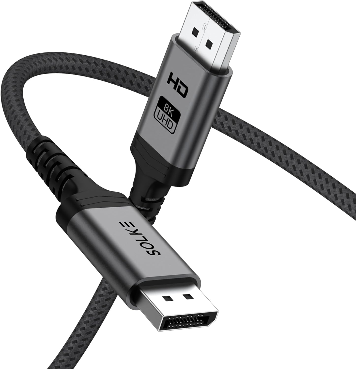 8K DisplayPort 1.4 Kablo 2M – 8K 60Hz 4K 144Hz 2K 240Hz 32.4Gbps G-Sync FreeSync Uyumlu Oyuncu Monitör Kablosu, Örgülü Alüminyum