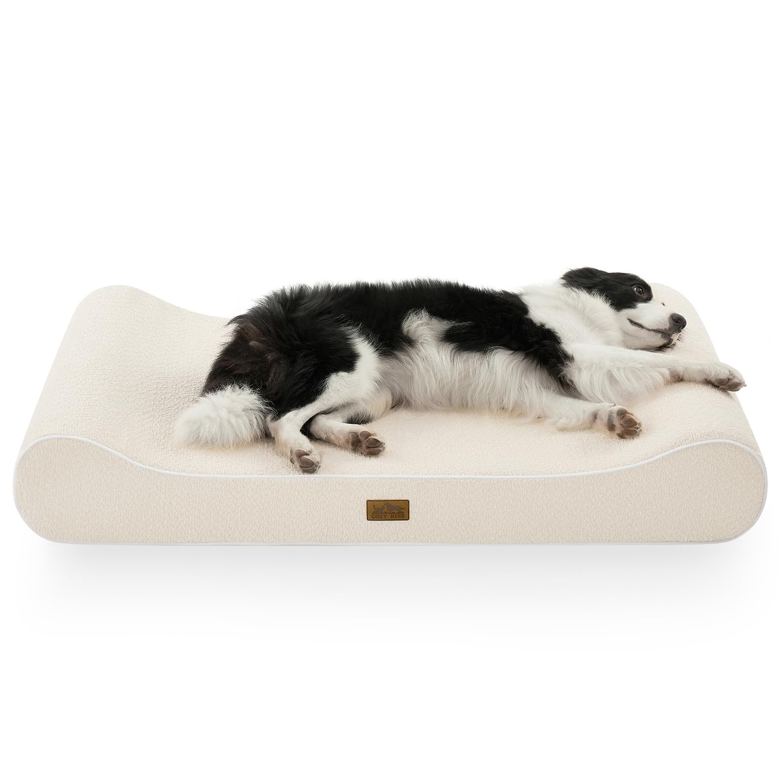 COZY KISS XL Dog Bed, 129x91x20cm - Washable Thick Foam Pet Mat with Removable Washable Cover, Anti-Slip Bottom, Large Cat Beds for Indoor Cats, Suitable for Multi-Cat & Dog Households, Beige, XL