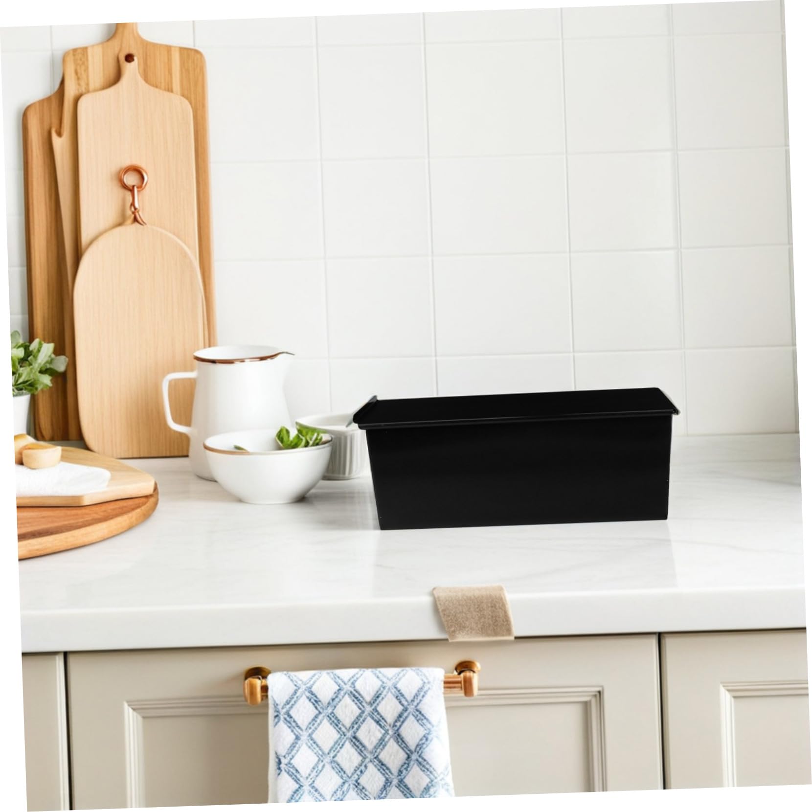 Genérico 1 Pc Molde de pan de caja de tostadas bandeja para hornear pan antiadherente molde para pan antiadherente con tapa barra pan sin glutem juego de ollas suministros de cocina Black