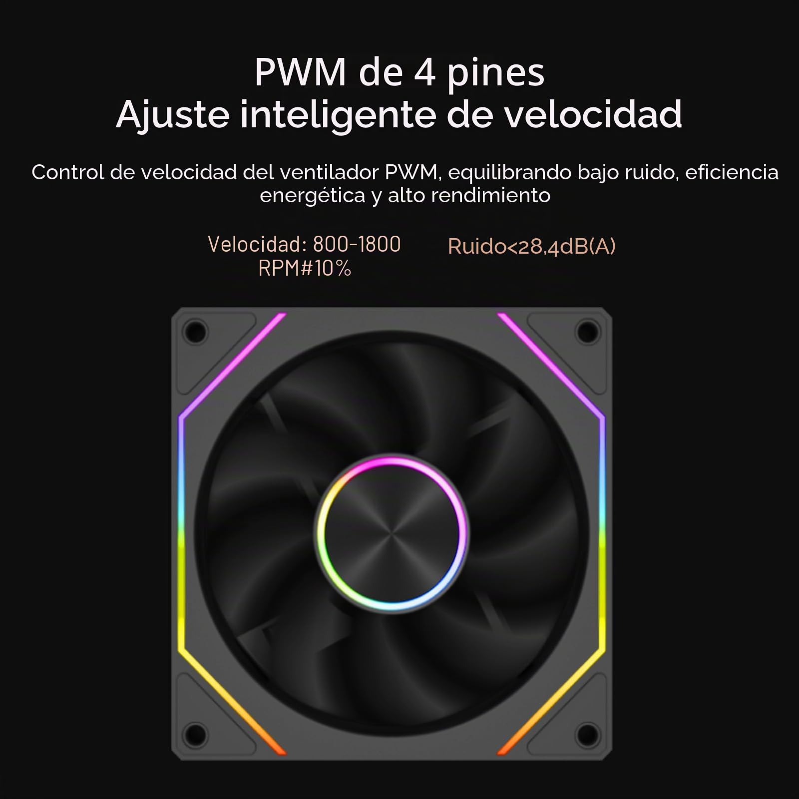 Ventilador CPU CPS FG120, Ventilador de Caja ARGB de 120 mm, Ventilador de Computadora Silencioso de 4 Pines PWM con Rodamiento Hidráulico, hasta 1800RPM Refrigeración para PC, Negro